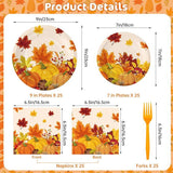 Thanksgiving Plates & Napkins Set: 100 Pcs Pumpkin Dinnerware - Serves 25