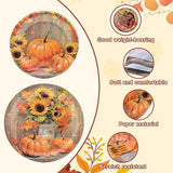 Thanksgiving Tableware Set: 96 Pcs Rustic Pumpkin & Sunflower Dinnerware - Serves 24