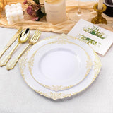 350-Pc Gold Disposable Plates & Cutlery Set - Dinner Plates, Cups and Forks for 50
