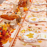 Thanksgiving Disposable Plates Set: 176 Pcs Gold Silverware, Cups, Napkins & Tablecloth