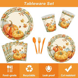 Thanksgiving Party Decorations: 140 Pcs Plates, Napkins & Cutlery - Serves 20