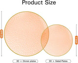 60 Pcs Orange Plastic Plates: Gold Rim Dinner & Dessert Plates for Party/Thanksgiving