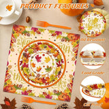Thanksgiving Dinnerware Set 122 Pcs Disposable Plates Napkins Forks and Tablecloth