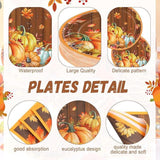 Thanksgiving Fall Plates and Napkins Set 400 Pcs Pumpkin Disposable Tableware for Party