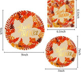 Thanksgiving Paper Plates and Napkins Set 96 Pack Fall Disposable Dinnerware for 24 Guests