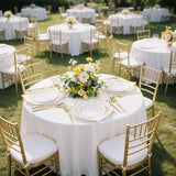 Gold Rim White Plastic Dinnerware Set: 50 Guests Disposable Plates, Cups & Cutlery