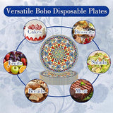 Boho Paper Plates Set 100 Pcs Vintage Disposable Dinner and Dessert Plates for Party