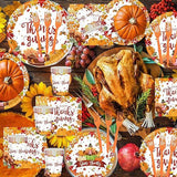 Thanksgiving Party Supplies Set Disposable Plates Napkins Cutlery and Tableware for 24 Guests