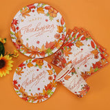 Thanksgiving Party Supplies Set Disposable Plates Cups Napkins and Cutlery for 24 Guests