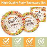 Thanksgiving Party Supplies Set Disposable Plates Napkins Cups and Cutlery for 24 Guests