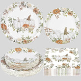 Fall Paper Plates and Napkins Set 150 Pcs Disposable Thanksgiving Tableware for 50 Guests