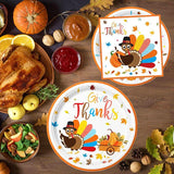 Thanksgiving Turkey Party Supplies Set: Disposable Dinnerware for 24 Guests