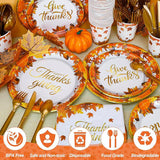 Thanksgiving Disposable Dinnerware Set: 25 Guests, Maple Leaf Design
