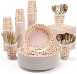 Pink and Gold Party Set: 50 Guest Disposable Dinnerware