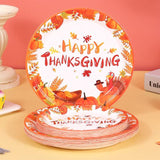 Thanksgiving Party Set for 24 Kids with Pumpkin Plates, Maple Leaf Napkins & Disposable Tableware