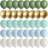 Matte Sage Green Blue Gold Balloons 60pcs 10inch for Baby Shower Wedding Party