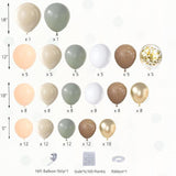 Dusty Green Nude Balloon Garland Kit with Gold Confetti for Baby Shower Party