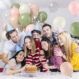 Pink and Sage Green Balloons 50pcs 12inch Olive White Ivory for Baby Shower Party