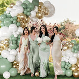 Sage Green Balloon Arch Kit 126pcs White Gold Neutral for Baby Shower Wedding Party