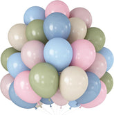 Pink Blue Green Balloons 60pcs 12inch Pastel Beige White for Boho Baby Shower Party