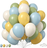 Pastel Balloons: Sage Green, Dusty Blue & Lemon Yellow, 50pc Party Set