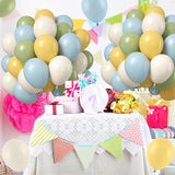 Pastel Balloons: Sage Green, Dusty Blue & Lemon Yellow, 50pc Party Set