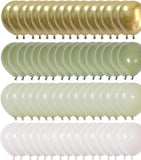 Pastel Sage Green Gold Balloons 60pcs 12inch Olive White for Baby Shower Party
