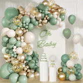 Sage Green Balloon Arch Kit 141pcs Gold Sand White for Baby Shower Wedding Party