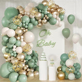 Sage Green Balloon Arch Kit 141pcs Gold Sand White for Baby Shower Wedding Party