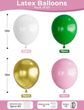 Pink and Green Balloons 50pcs 12inch Pastel White Gold for Baby Shower Wedding Party