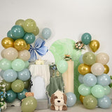 Sage Green Blue Balloons 60pcs 12inch Dusty White Gold for Baby Shower Party