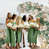 Sage Green Balloon Arch Kit: Pearl, Gold & Clear Balloons