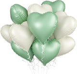 Sage Green & Cream Heart Balloons: Baby Shower, Wedding Decor - 10 Pcs