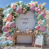 Pink Green Lavender Balloon Arch Kit for Baby Shower Gender Reveal and Party Decor