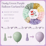 Pastel Balloon Arch Kit: Dusty Green, Purple & Gold, 173 Pcs