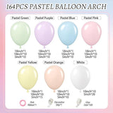164pcs Pastel Balloon Garland for Easter, Baby Shower, Birthday Party Decor