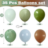 12 Inch Blue Green Brown Balloons for Dinosaur, Woodland, Jungle Birthday Decor
