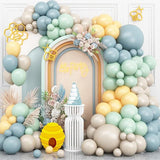 Boho Green Blue Yellow Balloon Garland Arch Kit for Baby Shower Birthday Party
