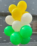 100pcs 12" Green White Yellow Balloons for Spring, Birthday, Wedding Decorations
