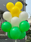100pcs 12" Green White Yellow Balloons for Spring, Birthday, Wedding Decorations