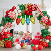 Christmas Balloon Arch Kit: Candy Cane, Light Bulb Garland
