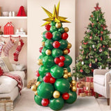 Christmas Balloon Arch Kit Green Red Gold Garland with Tree and Starburst Balloons