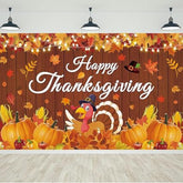 Happy Thanksgiving Banner Pumpkin Maple Leaf Turkey Backdrop Party Decorations