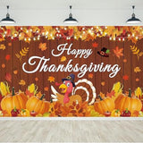 Happy Thanksgiving Banner Pumpkin Maple Leaf Turkey Backdrop Party Decorations