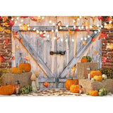 7x5FT Fall Thanksgiving Backdrop Pumpkin Harvest Barn Maple Leaves Photo Background