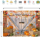 7x5FT Fall Thanksgiving Backdrop Pumpkin Harvest Barn Maple Leaves Photo Background