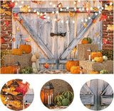 7x5FT Fall Thanksgiving Backdrop Pumpkin Harvest Barn Maple Leaves Photo Background