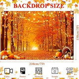 7x5FT Fall Thanksgiving Backdrop Maple Leaves Pumpkin Autumn Photo Background