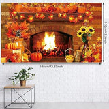 Thanksgiving Fireplace Backdrop Fall Pumpkin Maple Leaf Sunflower Party Decor