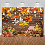 7x5FT Thanksgiving Backdrop Fall Harvest Pumpkin Scarecrow Wooden Party Decor